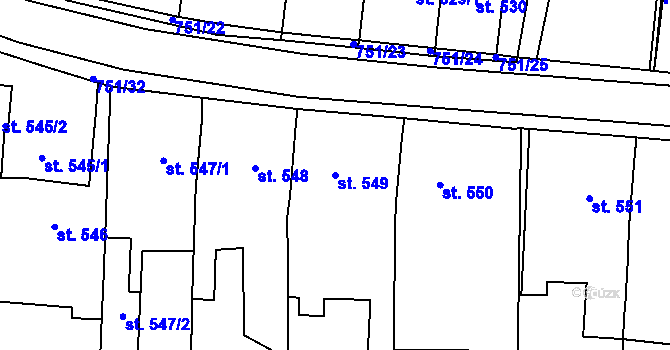 Parcela st. 549 v KÚ Svítkov, Katastrální mapa