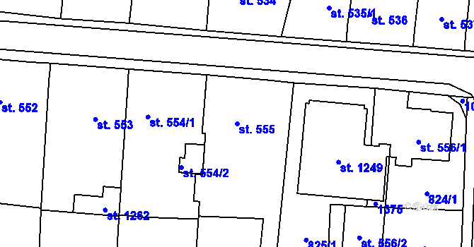 Parcela st. 555 v KÚ Svítkov, Katastrální mapa