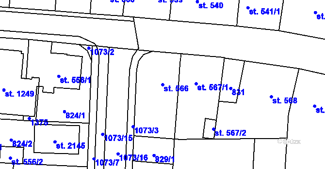 Parcela st. 566 v KÚ Svítkov, Katastrální mapa