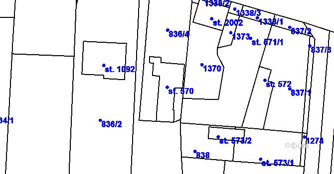 Parcela st. 570 v KÚ Svítkov, Katastrální mapa