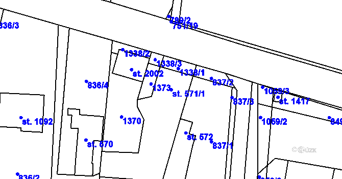 Parcela st. 571/1 v KÚ Svítkov, Katastrální mapa