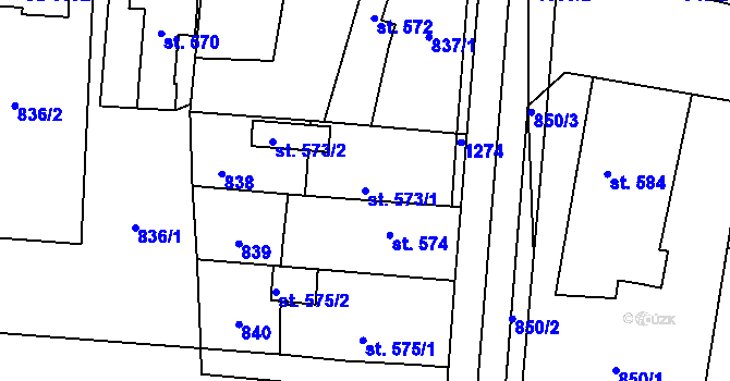 Parcela st. 573/1 v KÚ Svítkov, Katastrální mapa
