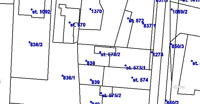 Parcela st. 573/2 v KÚ Svítkov, Katastrální mapa