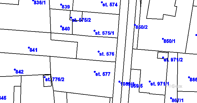 Parcela st. 576 v KÚ Svítkov, Katastrální mapa