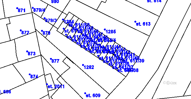 Parcela st. 611/3 v KÚ Svítkov, Katastrální mapa