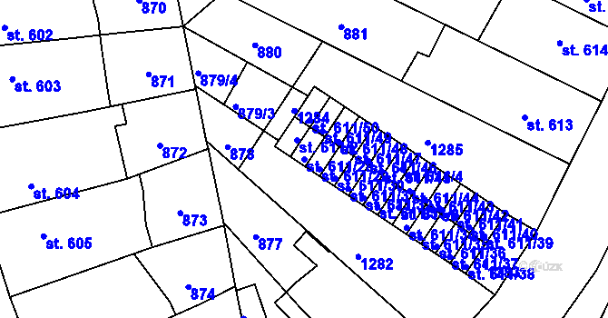 Parcela st. 611/28 v KÚ Svítkov, Katastrální mapa