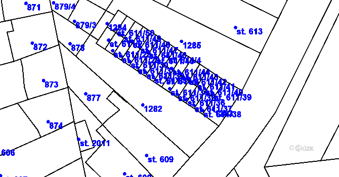 Parcela st. 611/34 v KÚ Svítkov, Katastrální mapa