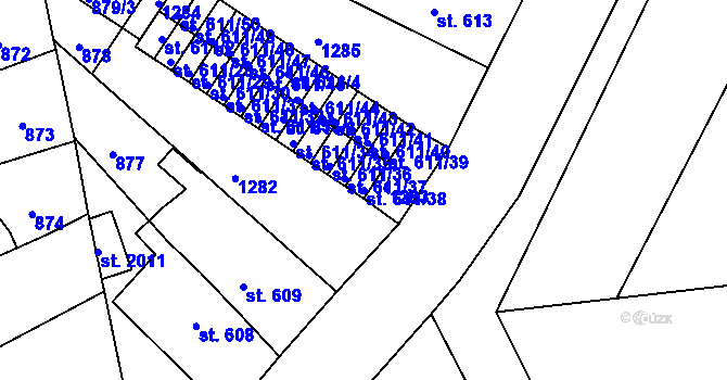 Parcela st. 611/38 v KÚ Svítkov, Katastrální mapa