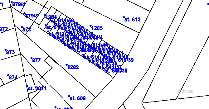 Parcela st. 611/40 v KÚ Svítkov, Katastrální mapa
