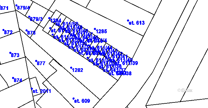 Parcela st. 611/41 v KÚ Svítkov, Katastrální mapa
