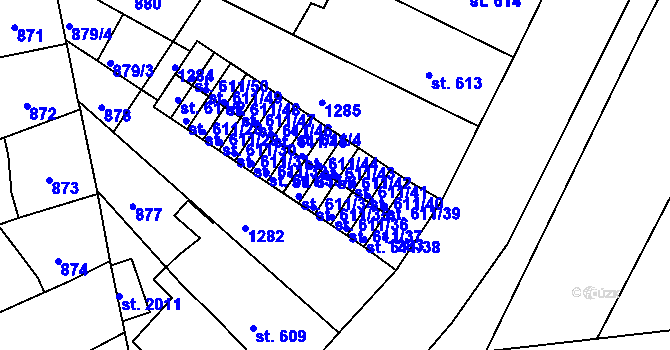Parcela st. 611/42 v KÚ Svítkov, Katastrální mapa