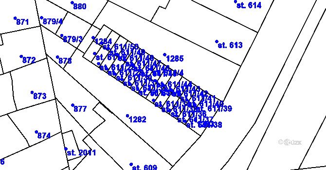 Parcela st. 611/43 v KÚ Svítkov, Katastrální mapa