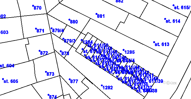 Parcela st. 611/48 v KÚ Svítkov, Katastrální mapa