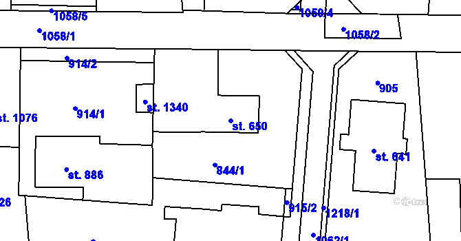 Parcela st. 650 v KÚ Svítkov, Katastrální mapa