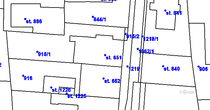 Parcela st. 651 v KÚ Svítkov, Katastrální mapa