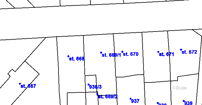 Parcela st. 669/1 v KÚ Svítkov, Katastrální mapa
