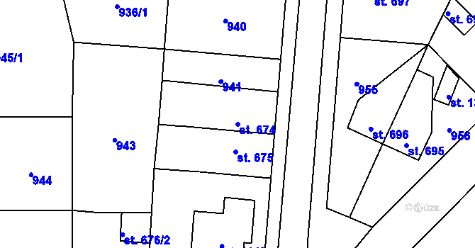 Parcela st. 674 v KÚ Svítkov, Katastrální mapa