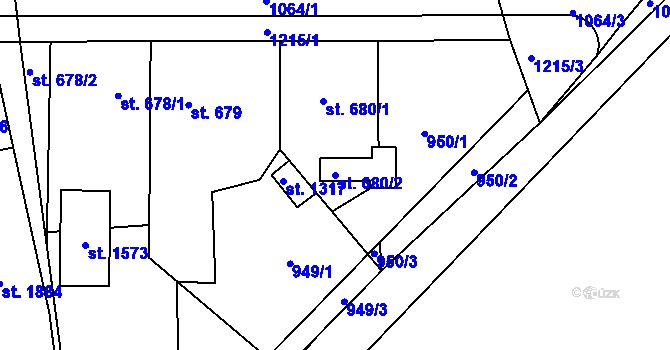 Parcela st. 680/2 v KÚ Svítkov, Katastrální mapa