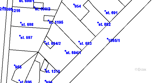 Parcela st. 693 v KÚ Svítkov, Katastrální mapa