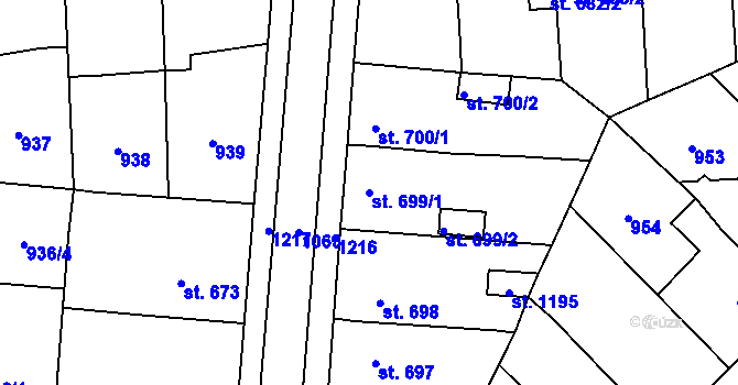 Parcela st. 699/1 v KÚ Svítkov, Katastrální mapa