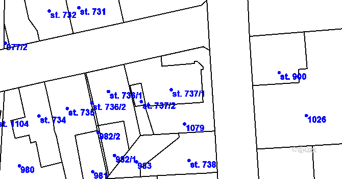 Parcela st. 737/1 v KÚ Svítkov, Katastrální mapa