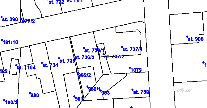 Parcela st. 737/2 v KÚ Svítkov, Katastrální mapa