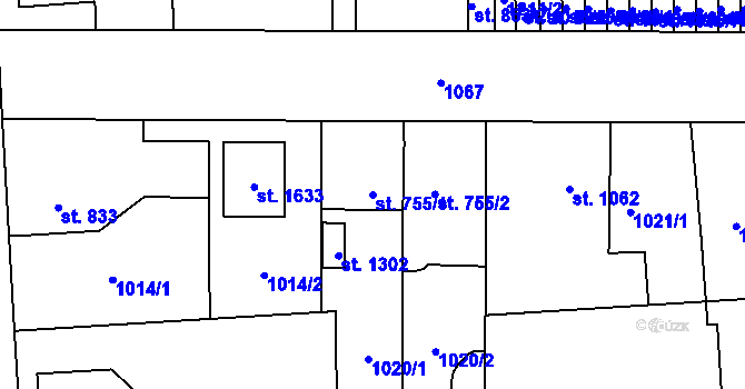 Parcela st. 755/1 v KÚ Svítkov, Katastrální mapa