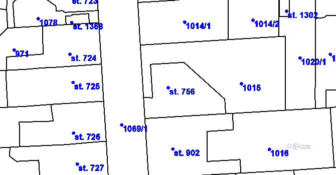 Parcela st. 756 v KÚ Svítkov, Katastrální mapa