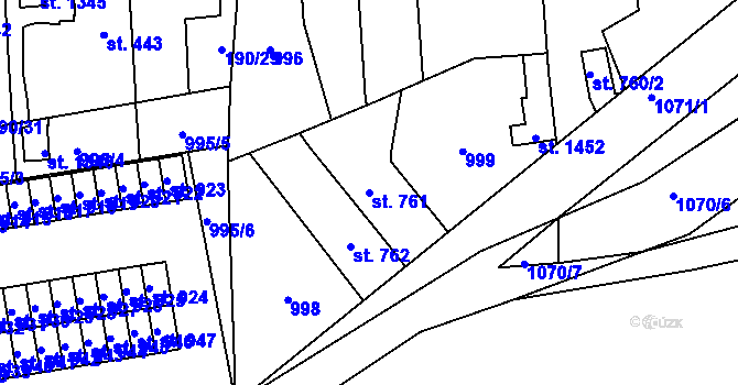 Parcela st. 761 v KÚ Svítkov, Katastrální mapa