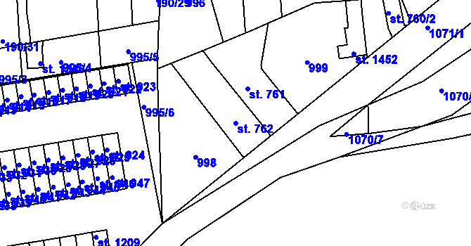 Parcela st. 762 v KÚ Svítkov, Katastrální mapa