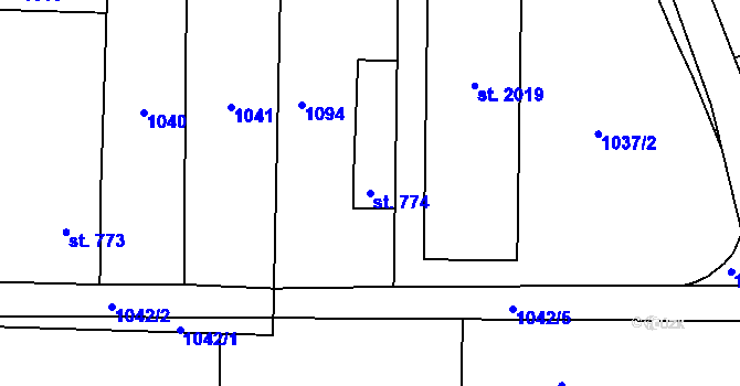 Parcela st. 774 v KÚ Svítkov, Katastrální mapa