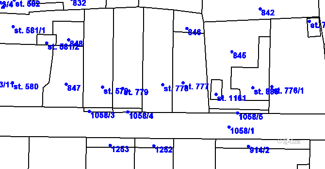 Parcela st. 778 v KÚ Svítkov, Katastrální mapa
