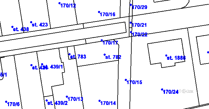 Parcela st. 782 v KÚ Svítkov, Katastrální mapa