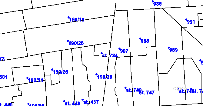 Parcela st. 784 v KÚ Svítkov, Katastrální mapa