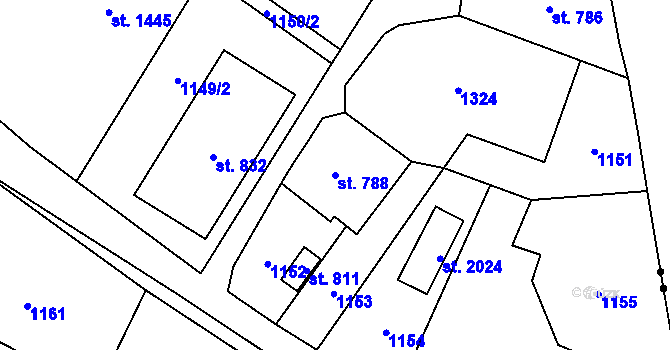 Parcela st. 788 v KÚ Svítkov, Katastrální mapa
