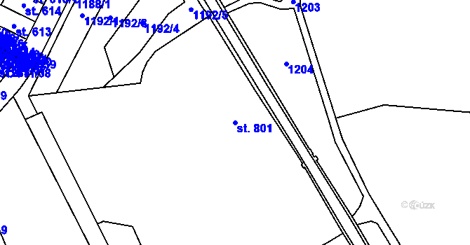 Parcela st. 801 v KÚ Svítkov, Katastrální mapa