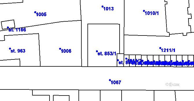 Parcela st. 853 v KÚ Svítkov, Katastrální mapa