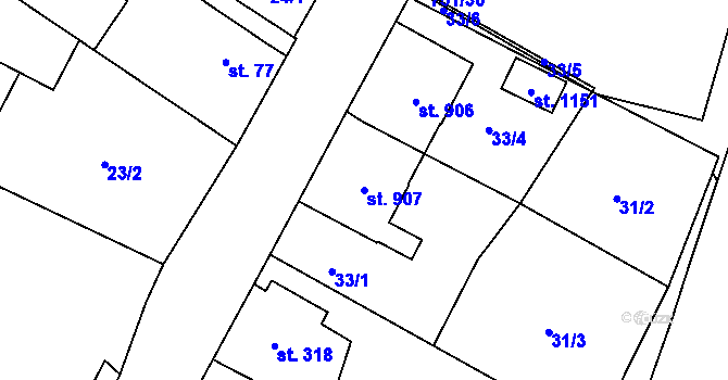 Parcela st. 907 v KÚ Svítkov, Katastrální mapa