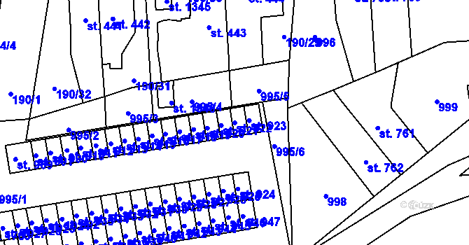 Parcela st. 922 v KÚ Svítkov, Katastrální mapa