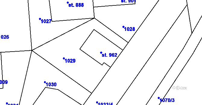 Parcela st. 962 v KÚ Svítkov, Katastrální mapa