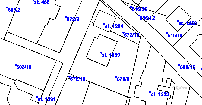Parcela st. 1089 v KÚ Svítkov, Katastrální mapa