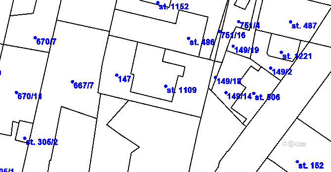 Parcela st. 1109 v KÚ Svítkov, Katastrální mapa