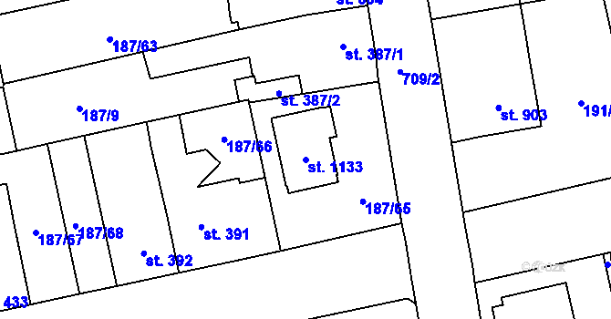 Parcela st. 1133 v KÚ Svítkov, Katastrální mapa