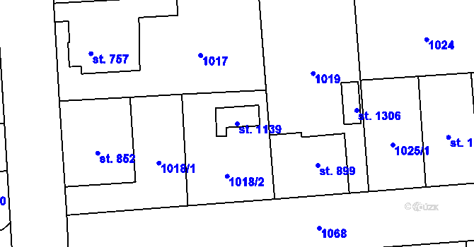 Parcela st. 1139 v KÚ Svítkov, Katastrální mapa