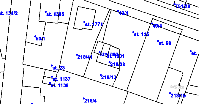 Parcela st. 1300 v KÚ Svítkov, Katastrální mapa