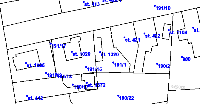 Parcela st. 1320 v KÚ Svítkov, Katastrální mapa