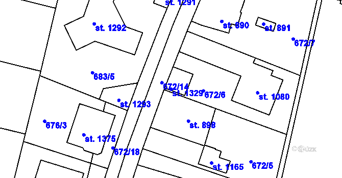 Parcela st. 1329 v KÚ Svítkov, Katastrální mapa
