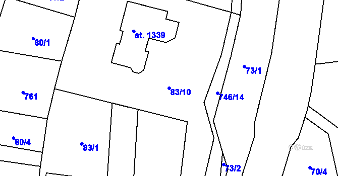 Parcela st. 83/10 v KÚ Svítkov, Katastrální mapa