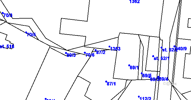 Parcela st. 87/2 v KÚ Svítkov, Katastrální mapa