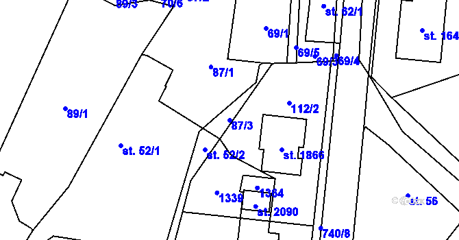 Parcela st. 87/3 v KÚ Svítkov, Katastrální mapa